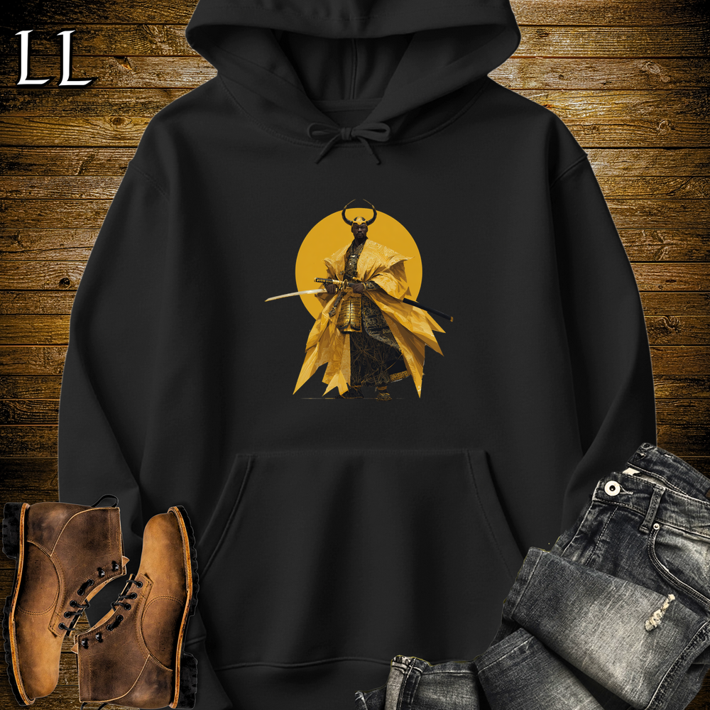African Rising Sun Samurai Hooded Sweatshirt - Black
