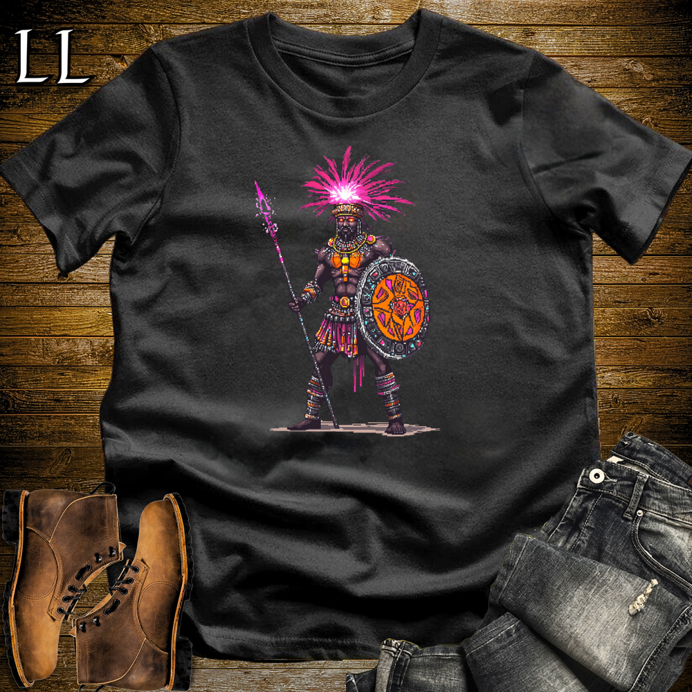 African 16 Bit Zulu Spear King Black | Zulu Warrior Tee