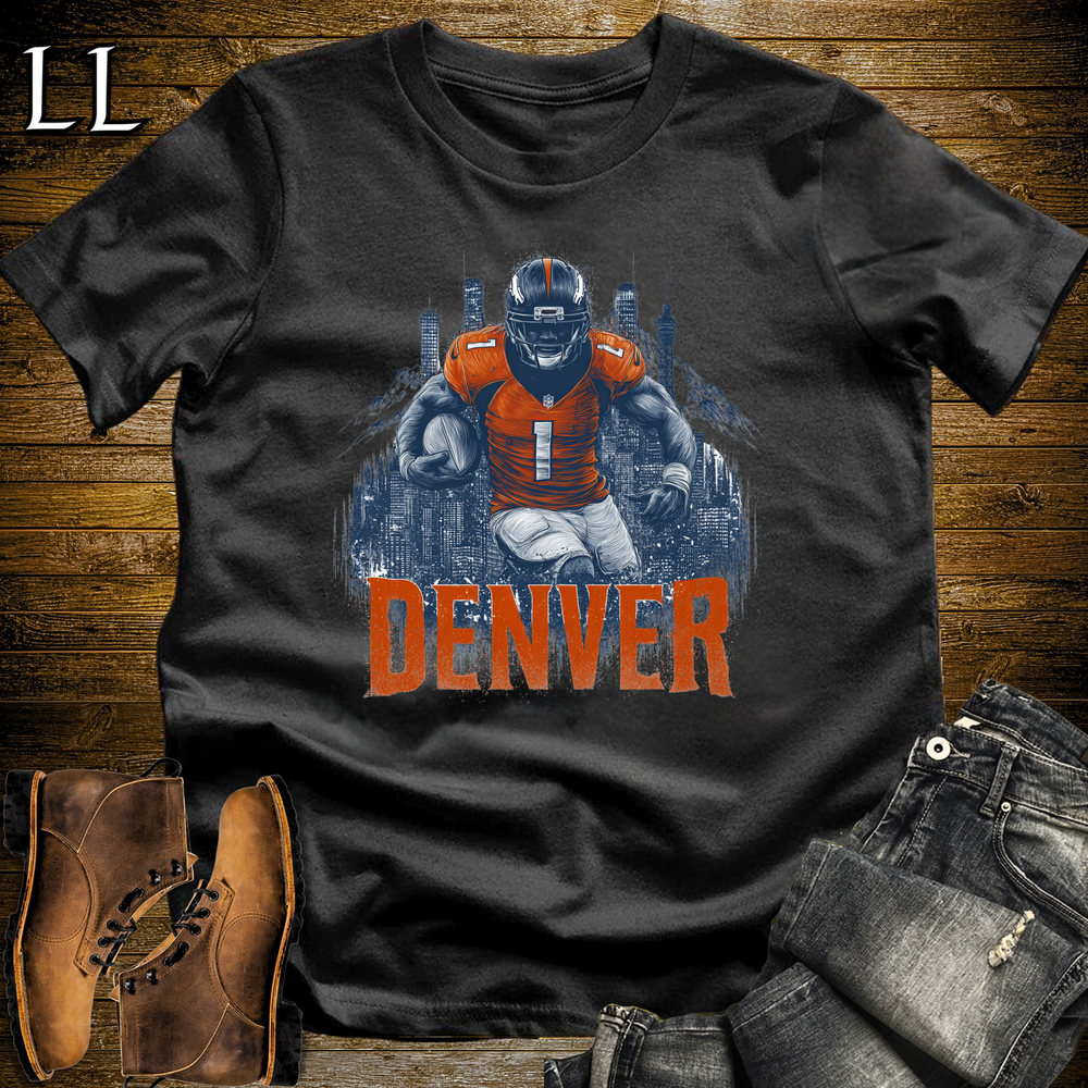 Denver Football Number 1 T Shirt - Black
