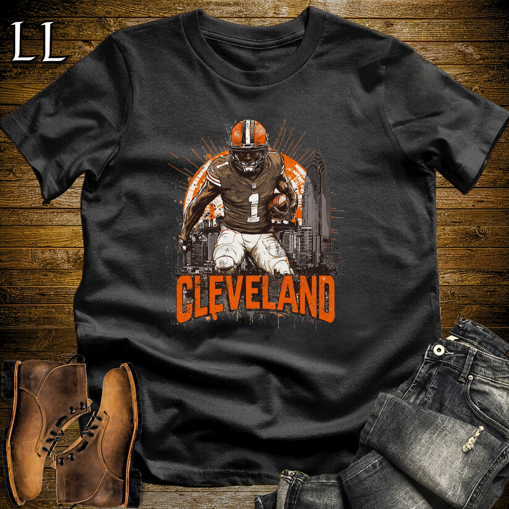 Cleveland Football Number 1 T Shirt - Black