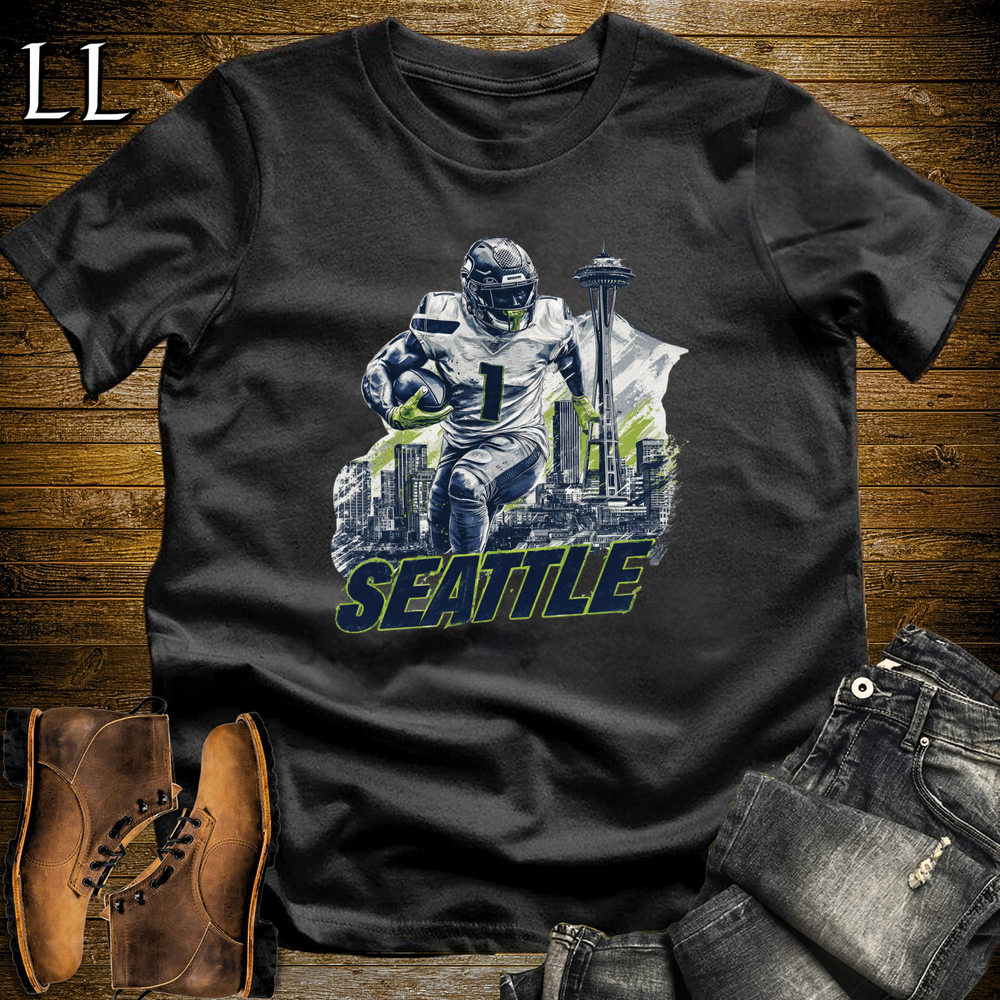 Seattle Football Number 1 T Shirt - Black