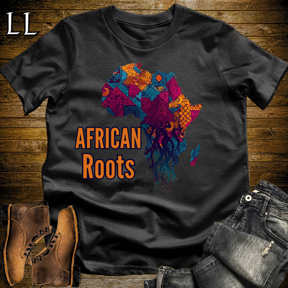 African Roots Softstyle T Shirt Black | African Heritage Pride Tee