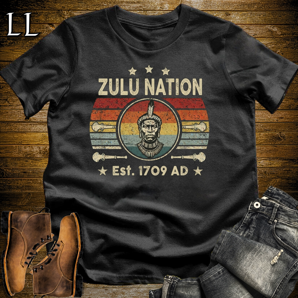 African Zulu Nation Softstyle T Shirt Black | Zulu Warrior Pride Tee