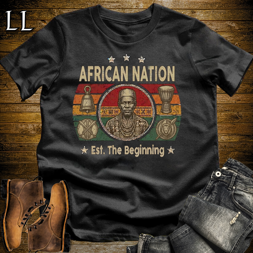 African Nation Softstyle T Shirt Black | African Pride Heritage Tee