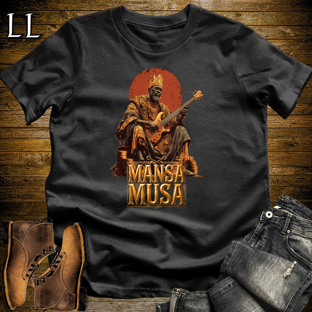 Mansa Musa African Guitar King T Shirt Black | African Gift