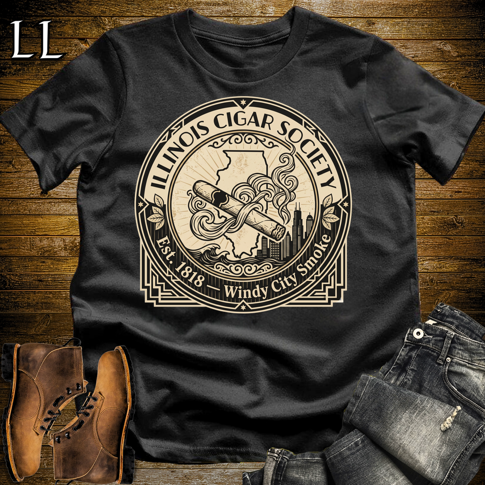 Illinois Cigar Society T Shirt Black | Cigar Lover Gift
