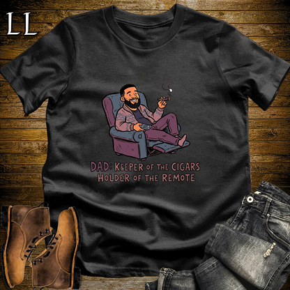 Dad Keeper Of Cigars Softstyle Tee Black | Funny Cigar Dad Tee