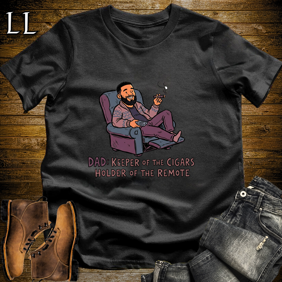 Dad Keeper Of Cigars Softstyle Tee Black | Funny Cigar Dad Tee