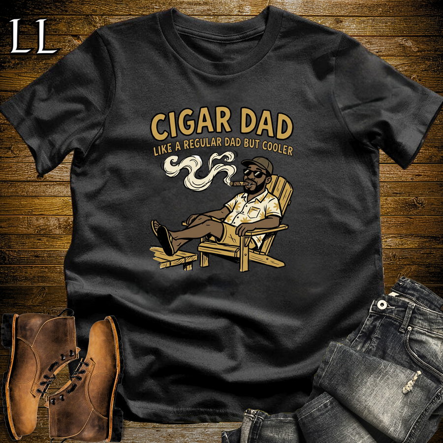 Cigar Dad Tan Softstyle Tee Black | Cigar Lover Dad Tee
