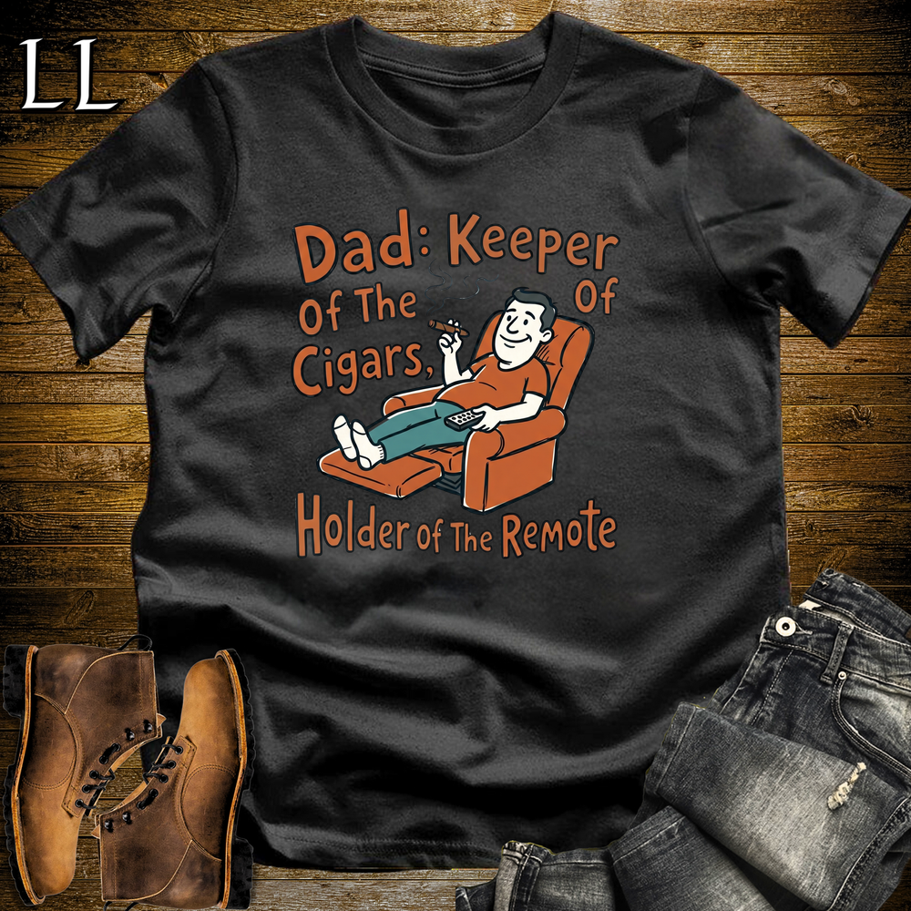 Dad Keeper Of Cigars Orange Softstyle Tee Black | Funny Cigar Dad Tee
