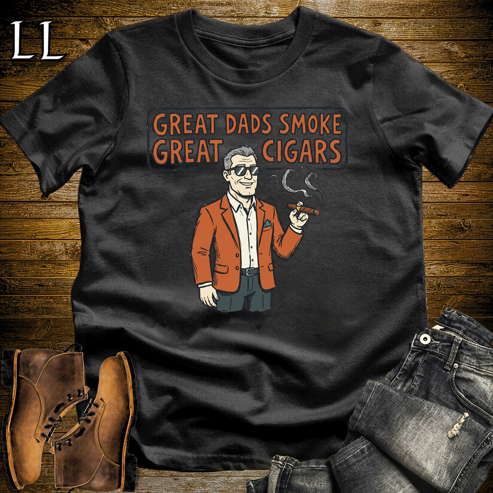 Great Dads Smoke Great Cigars Orange Softstyle Tee Black | Great Cigars Dad Tee