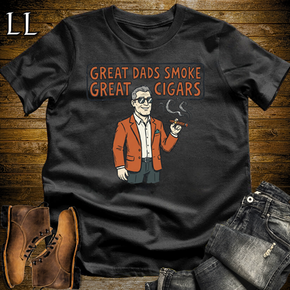 Great Dads Smoke Great Cigars Orange Softstyle Tee Black | Great Cigars Dad Tee