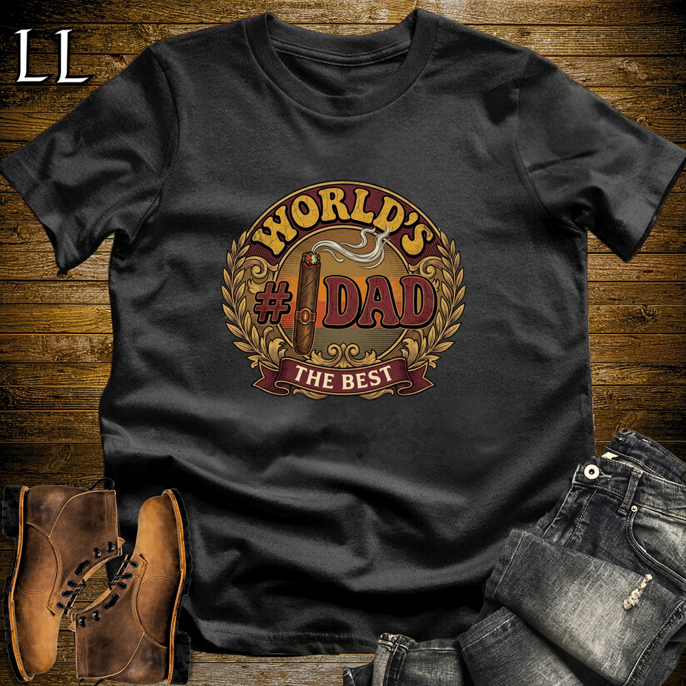 Worlds 1 Dad Cigar Softstyle Tee Black | Best Cigar Dad Tee