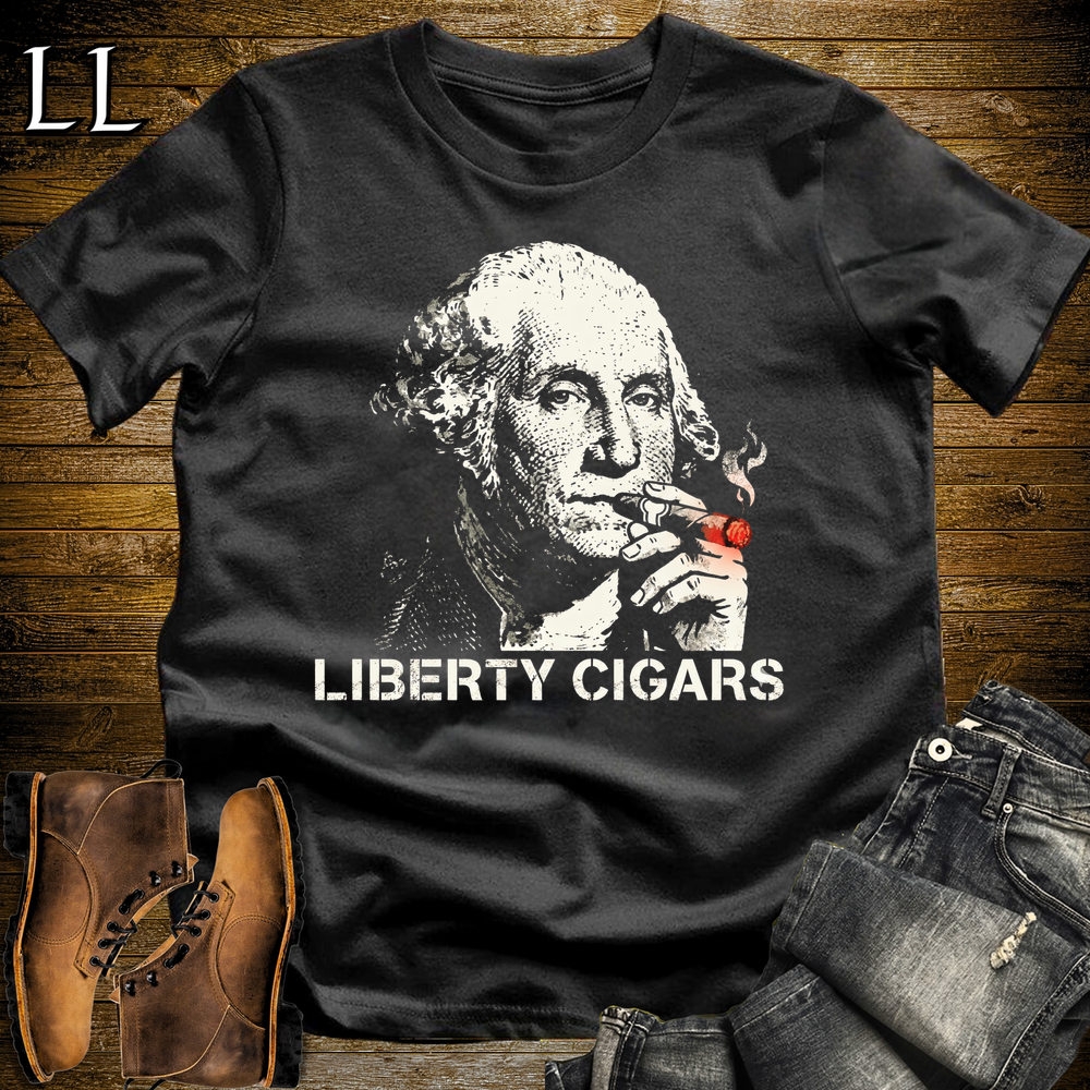 Washington Liberty Cigar Softstyle Tee Black | Patriotic Cigar Tee