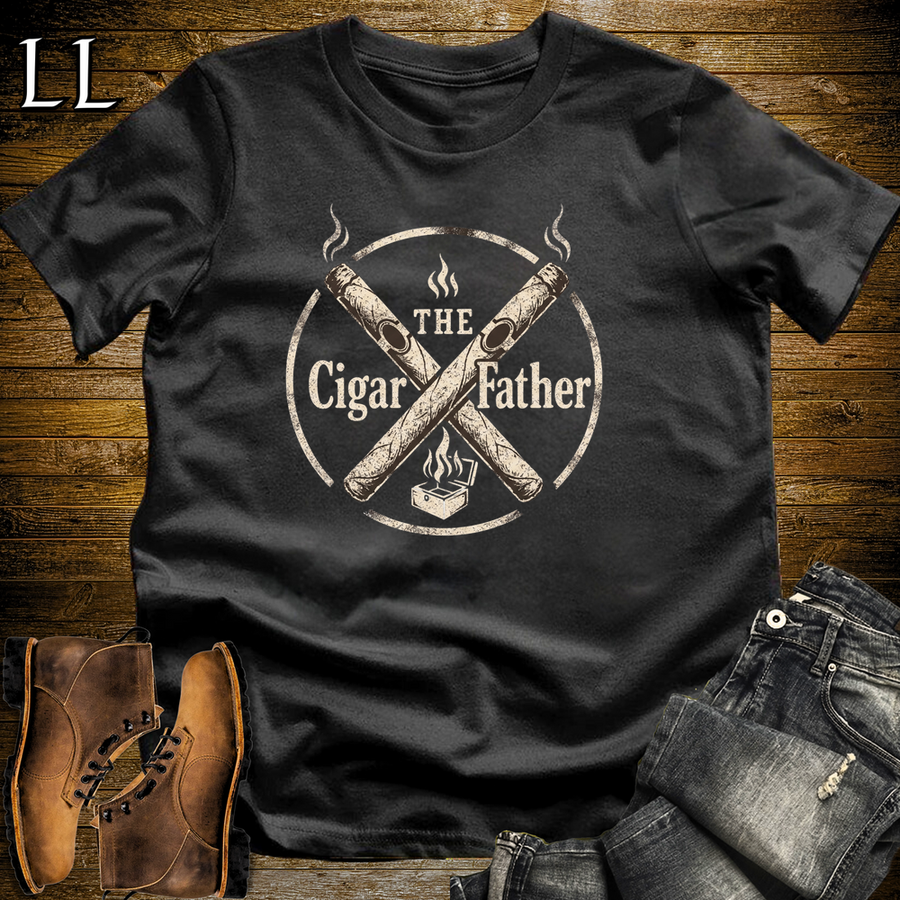 The Cigarfather Softstyle Tee Black | Cigar Boss Tee