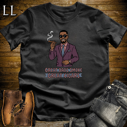 Great Dads Smoke Great Cigars Purple Softstyle Tee Black | Great Cigars Dad Tee