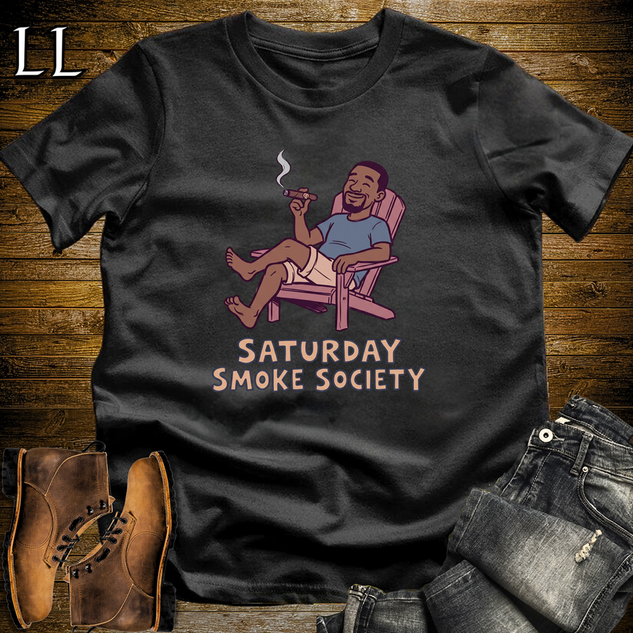 Saturday Smoke Society Purple Cigar Softstyle Tee Black | Weekend Cigar Club Tee
