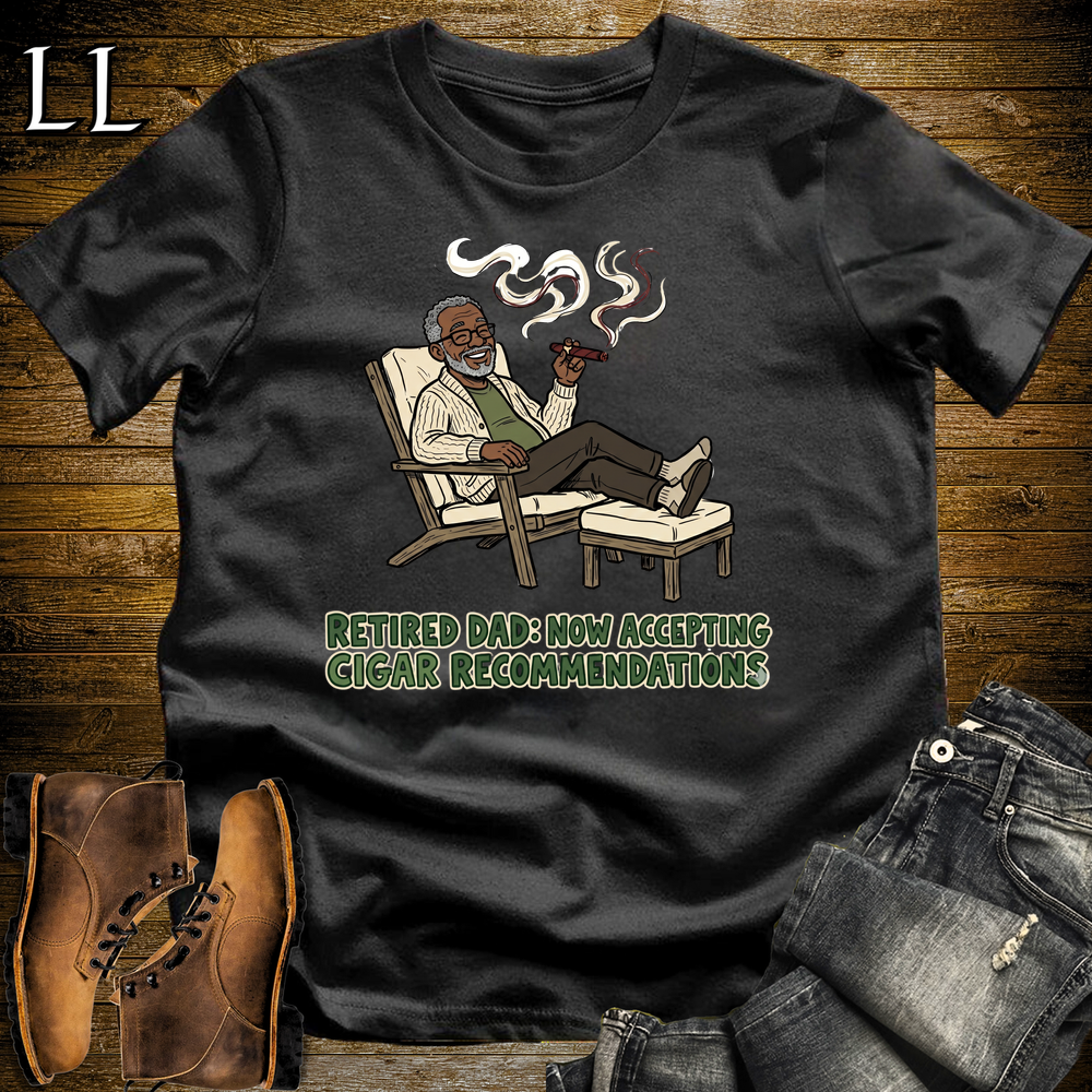 Retired Dad Cigar Softstyle Tee Black | Cigar Retirement Gift Tee