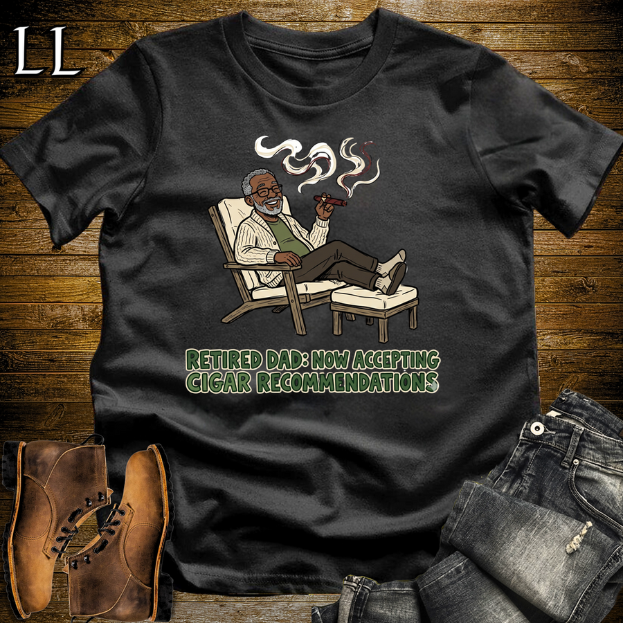 Retired Dad Cigar Softstyle Tee Black | Cigar Retirement Gift Tee