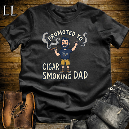 Promoted To Cigar Smoking Dad Softstyle Tee Black | New Dad Cigar Tee