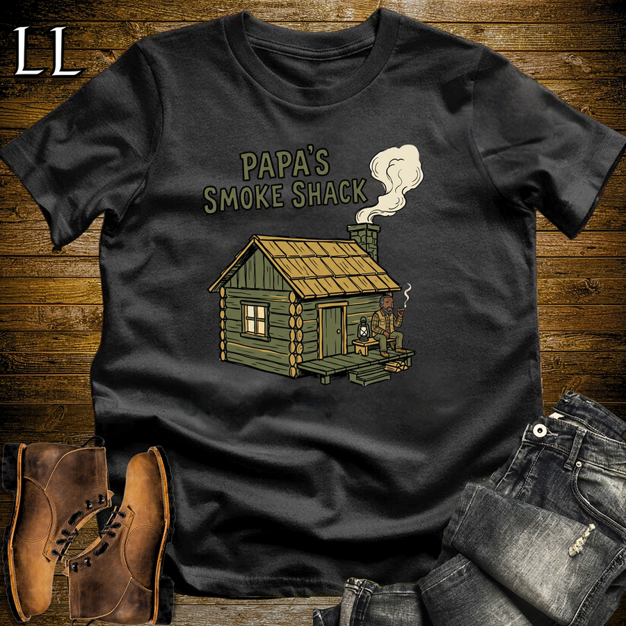 Papas Smoke Shack Cigar Softstyle Tee Black | Cigar Lounge Dad Tee