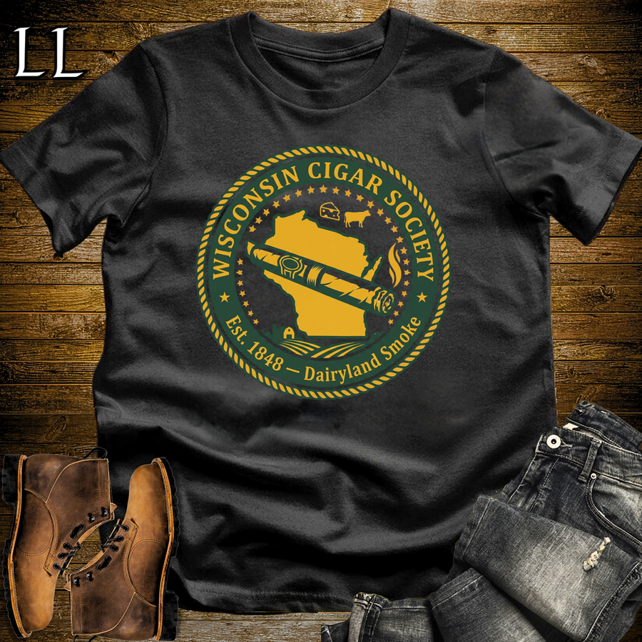 Wisconsin Cigar Society Softstyle T Shirt Black | Cigar Lover Gift Tee