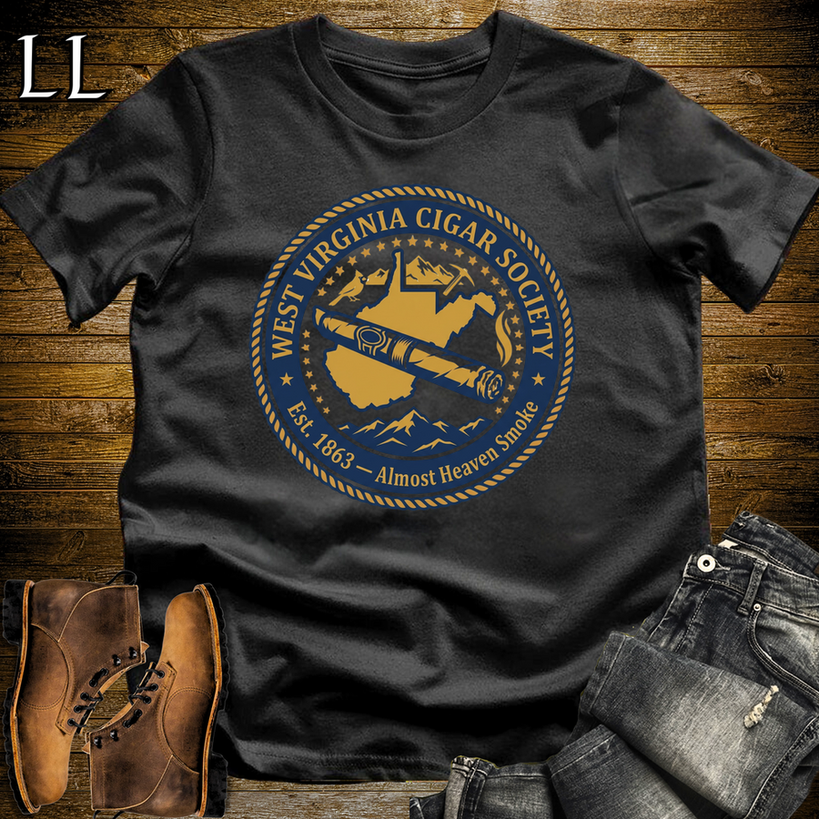 West Virginia Cigar Society Softstyle T Shirt Black | Cigar Lover Gift Tee