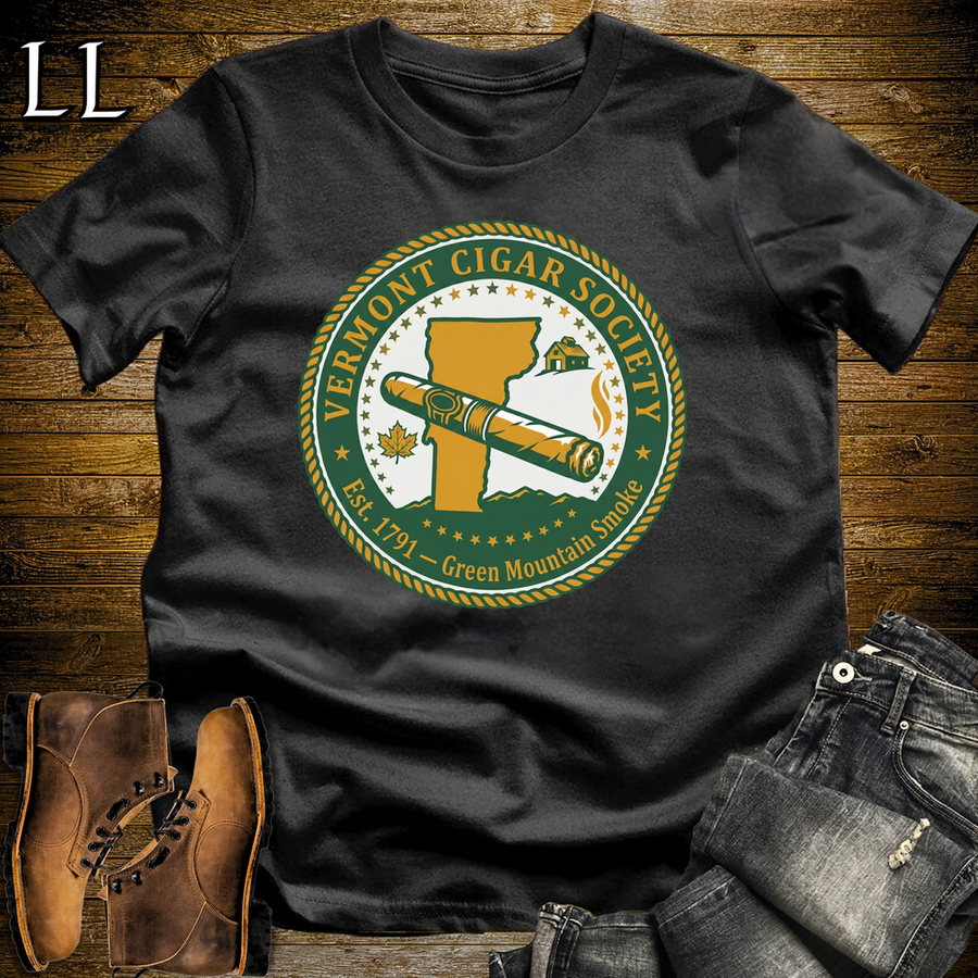 Vermont Cigar Society Softstyle T Shirt Black | Cigar Lover Gift Tee