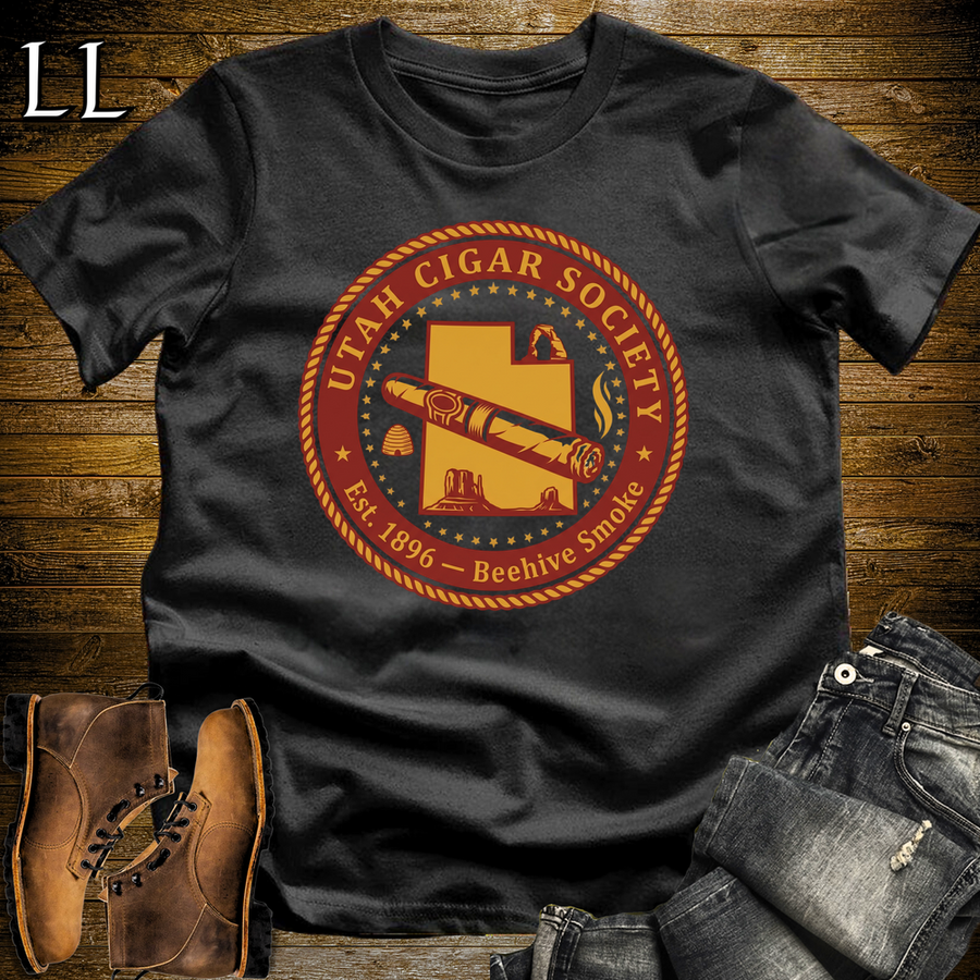 Utah Cigar Society Softstyle T Shirt Black | Cigar Lover Gift Tee