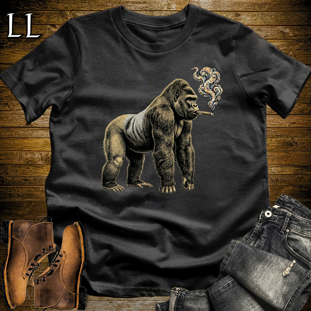 Vintage Cigar Silverback Gorilla Softstyle T Shirt Black | Funny Cigar Shirt