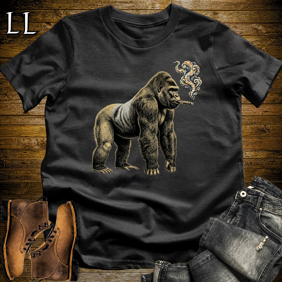 Vintage Cigar Silverback Gorilla Softstyle T Shirt Black | Funny Cigar Shirt