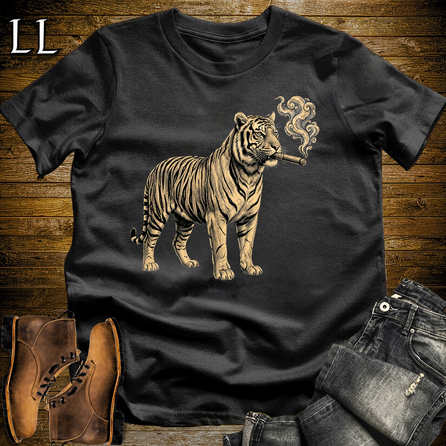 Vintage Cigar Tiger Softstyle T Shirt Black | Funny Cigar Shirt