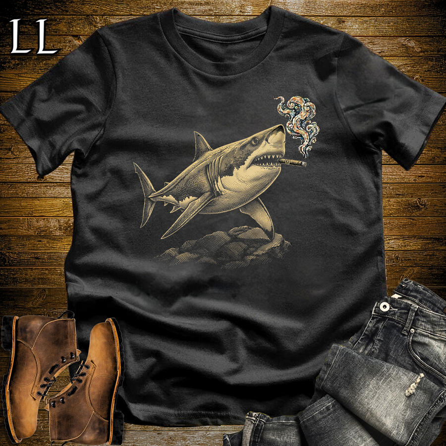 Vintage Cigar Shark Softstyle T Shirt Black | Funny Cigar Shirt