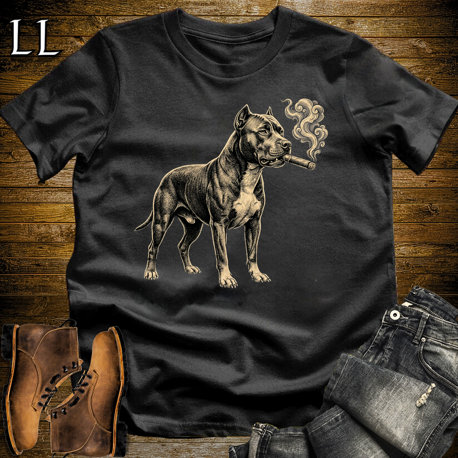 Vintage Cigar Pitbull Softstyle T Shirt Black | Funny Cigar Shirt