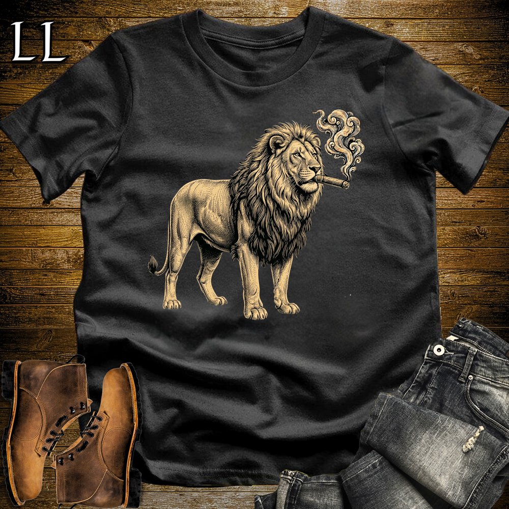 Vintage Cigar Lion Softstyle T Shirt Black | Funny Cigar Shirt