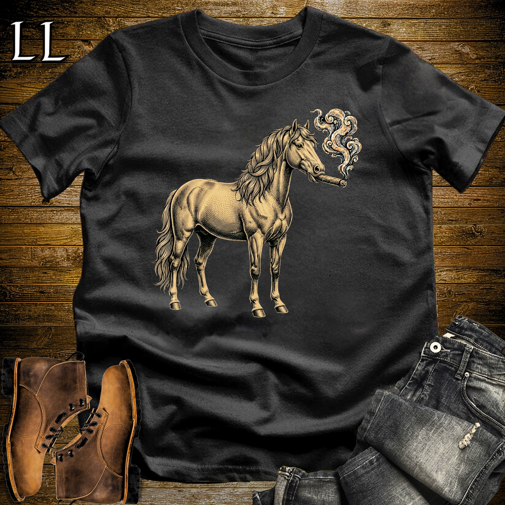 Vintage Cigar Horse Softstyle T Shirt Black | Funny Cigar Shirt