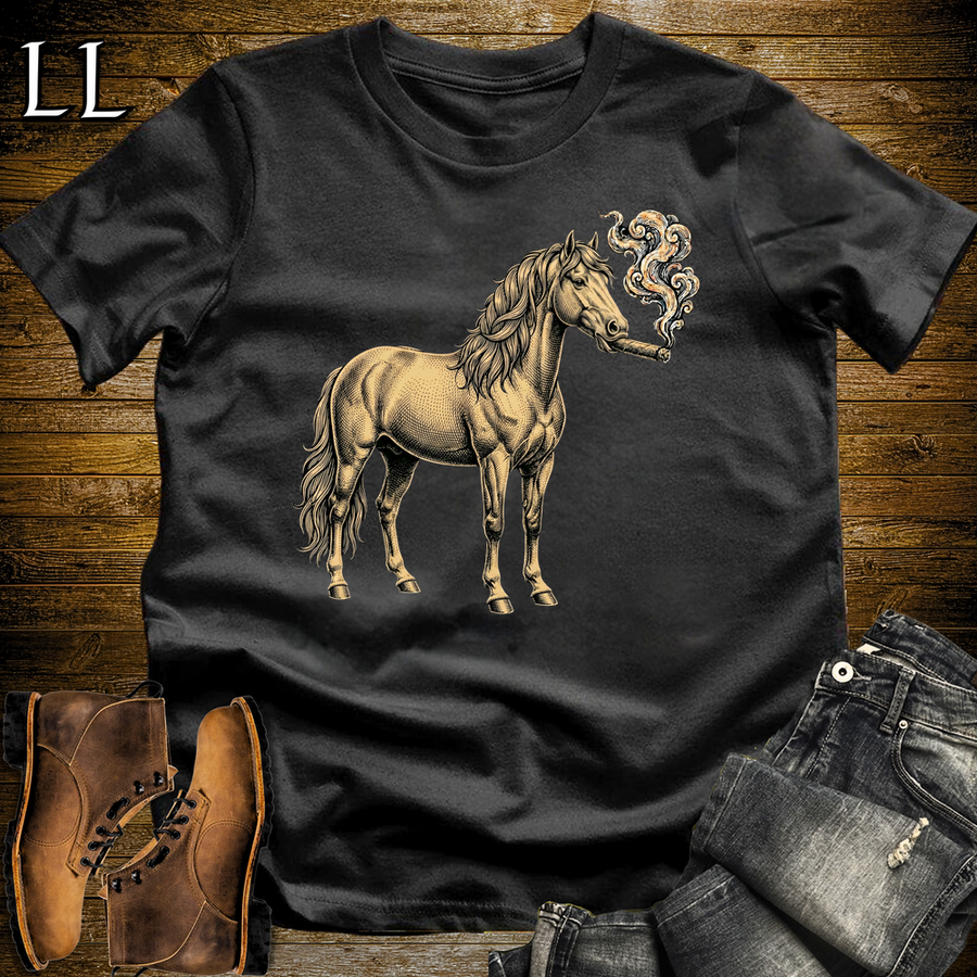 Vintage Cigar Horse Softstyle T Shirt Black | Funny Cigar Shirt