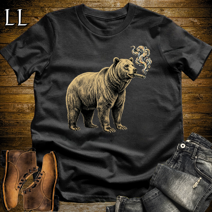 Vintage Cigar Grizzly Softstyle T Shirt Black | Funny Cigar Shirt