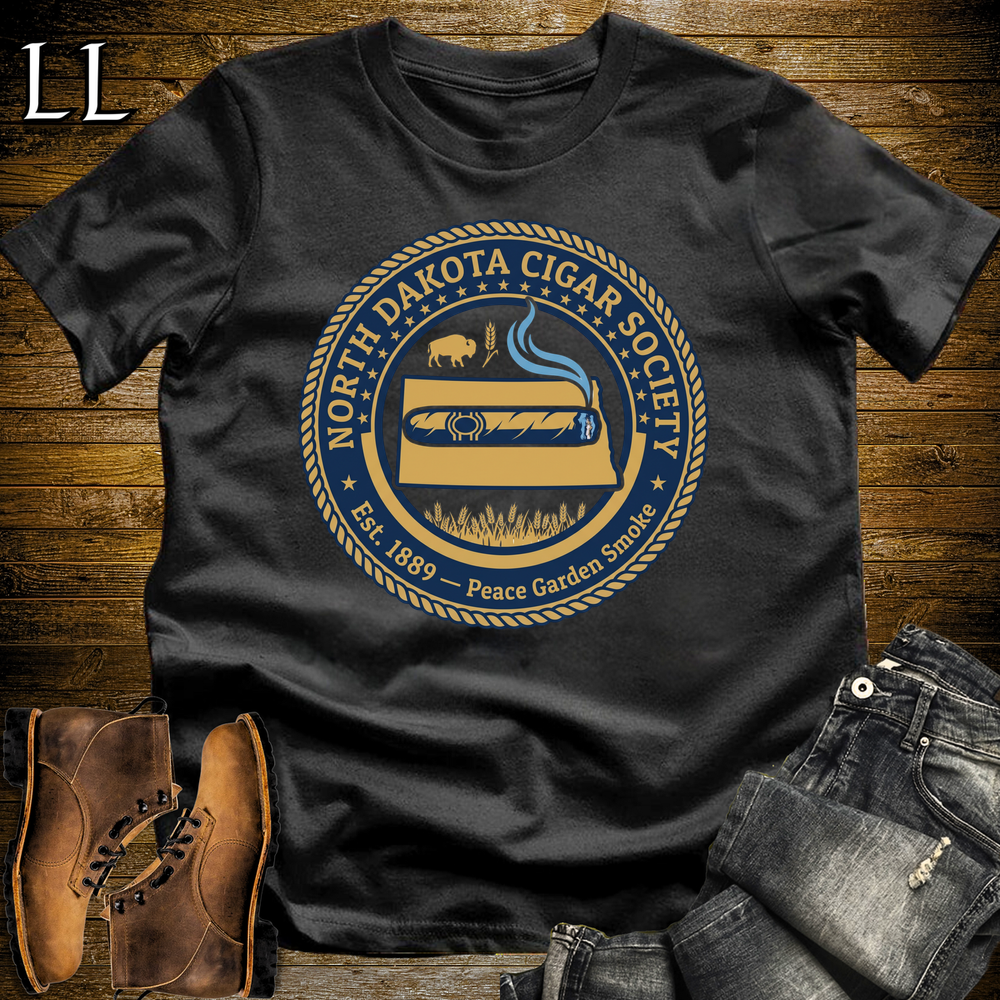 North Dakota Cigar Society Softstyle T Shirt Black | Cigar Lover Gift Tee