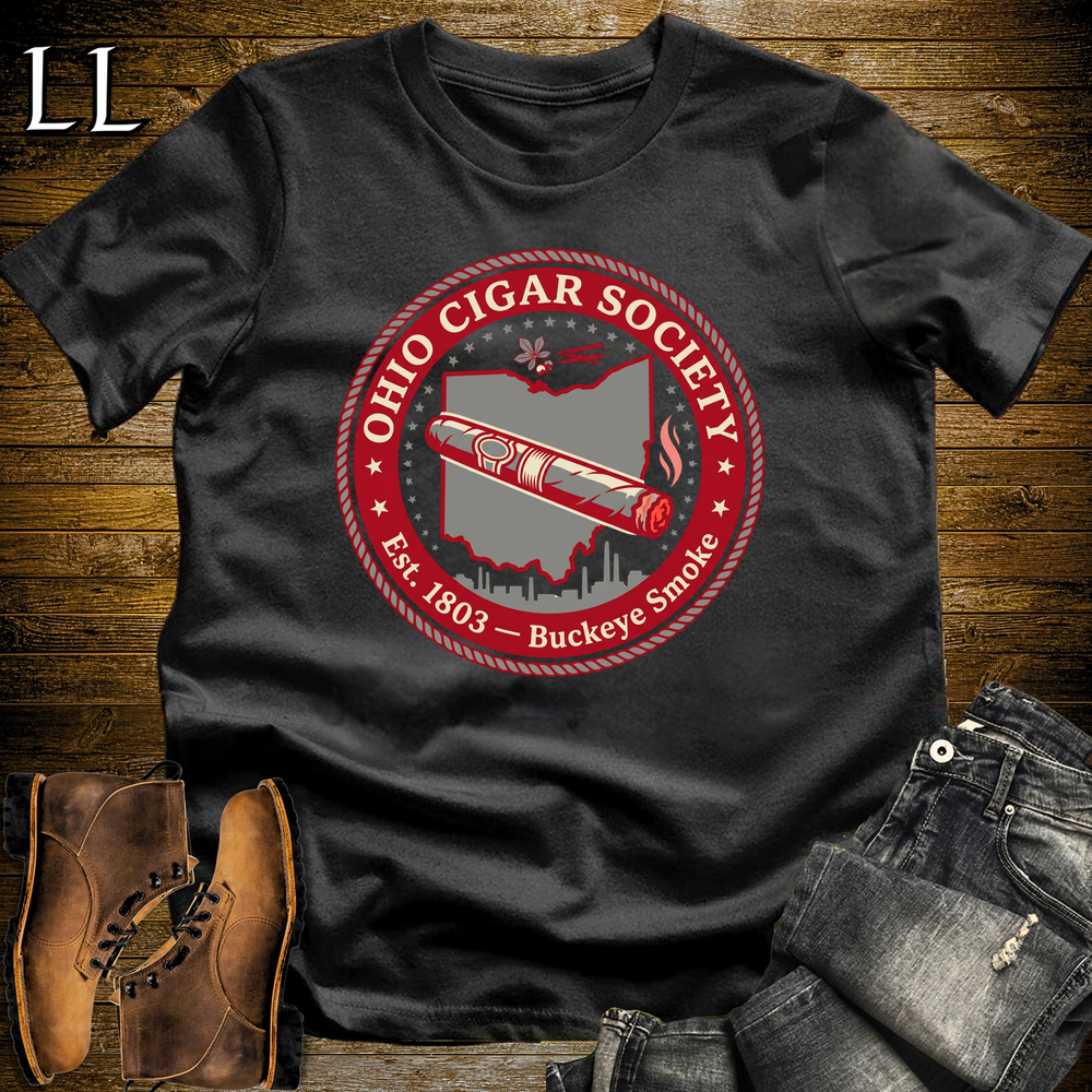 Ohio Cigar Society Softstyle T Shirt Black | Cigar Lover Gift Tee