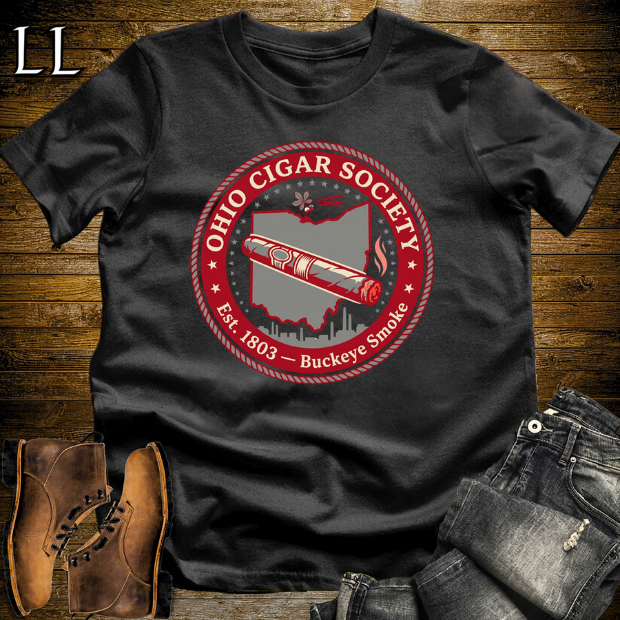 Ohio Cigar Society Softstyle T Shirt Black | Cigar Lover Gift Tee