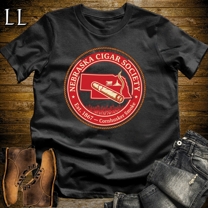 Nebraska Cigar Society Softstyle T Shirt Black | Cigar Lover Gift Tee