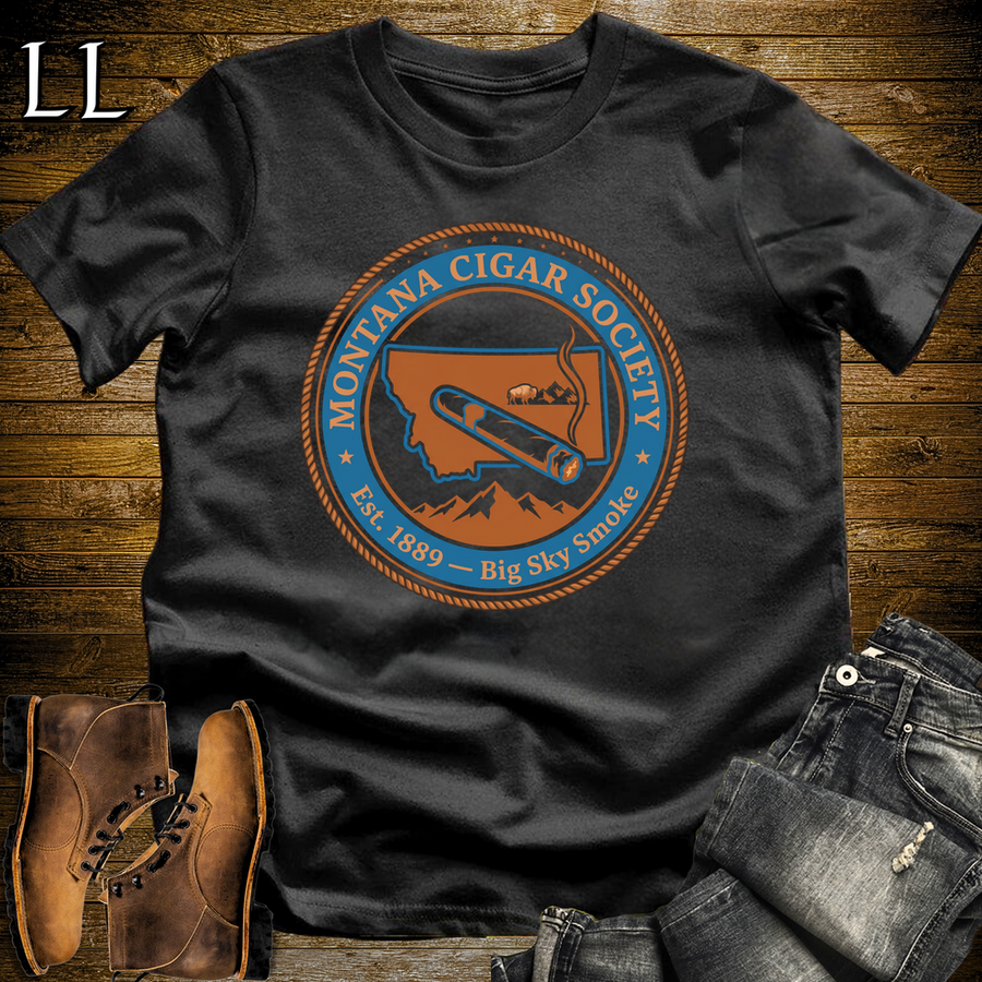 Montana Cigar Society Softstyle T Shirt Black | Cigar Lover Gift Tee