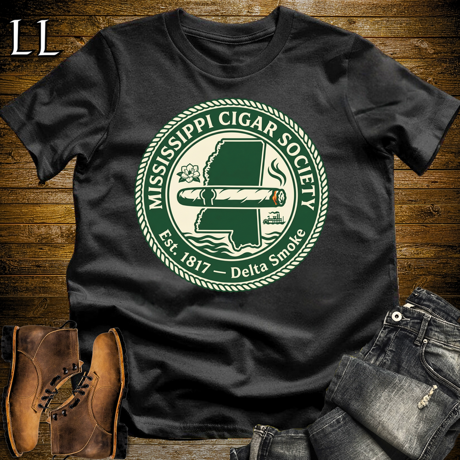 Mississippi Cigar Society Softstyle T Shirt Black | Cigar Lover Gift Tee