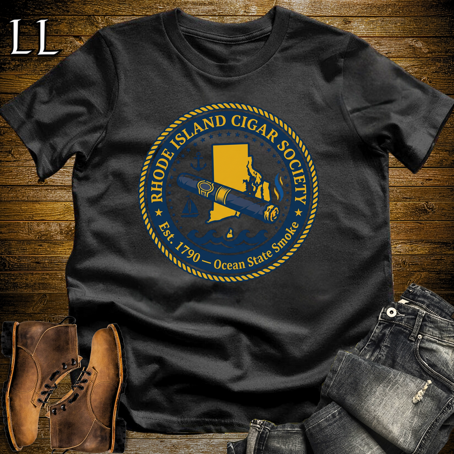 Rhode Island Cigar Society Softstyle T Shirt Black | Cigar Lover Gift Tee