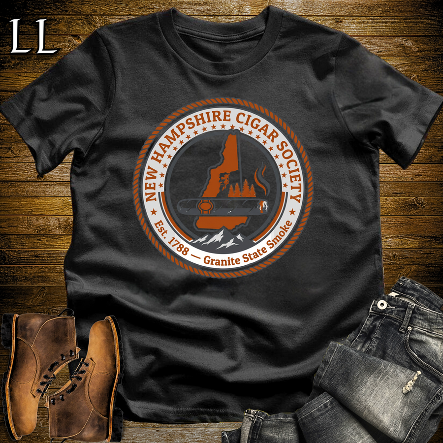 New Hampshire Cigar Society Softstyle T Shirt Black | Cigar Lover Gift Tee