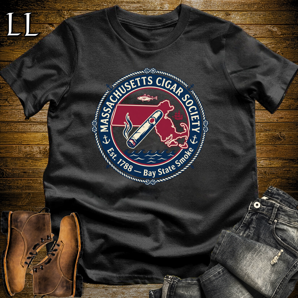 Massachusetts Cigar Society Softstyle T Shirt Black | Cigar Lover Gift Tee