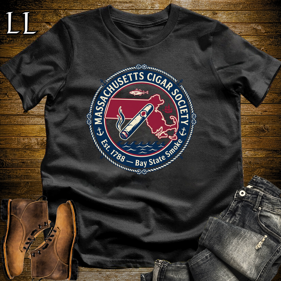 Massachusetts Cigar Society Softstyle T Shirt Black | Cigar Lover Gift Tee