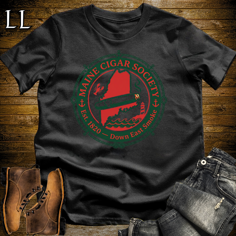 Maine Cigar Society Softstyle T Shirt Black | Cigar Lover Gift Tee