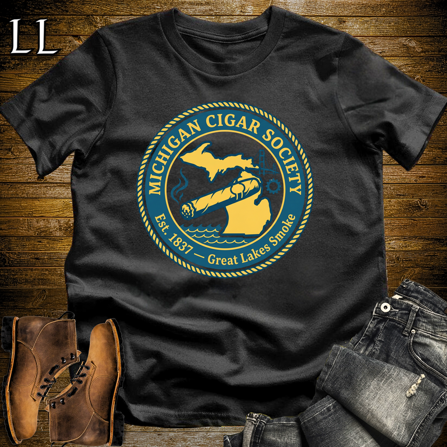 Michigan Cigar Society Softstyle T Shirt Black | Cigar Lover Gift Tee